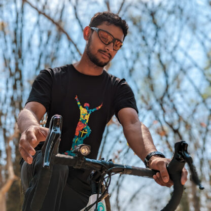 Calyz Black T-Shirt with Multi Colored Cycling Winner - Image 2